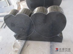 Indian Black Headstone Double Heart With Rose