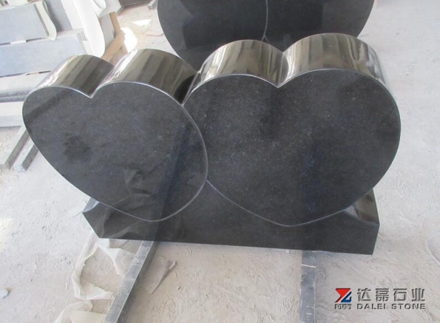 Indian Black Headstone Double Heart With Rose