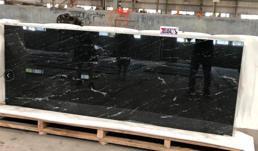 Via Lactea Black Granite Polished Countertops Slabs