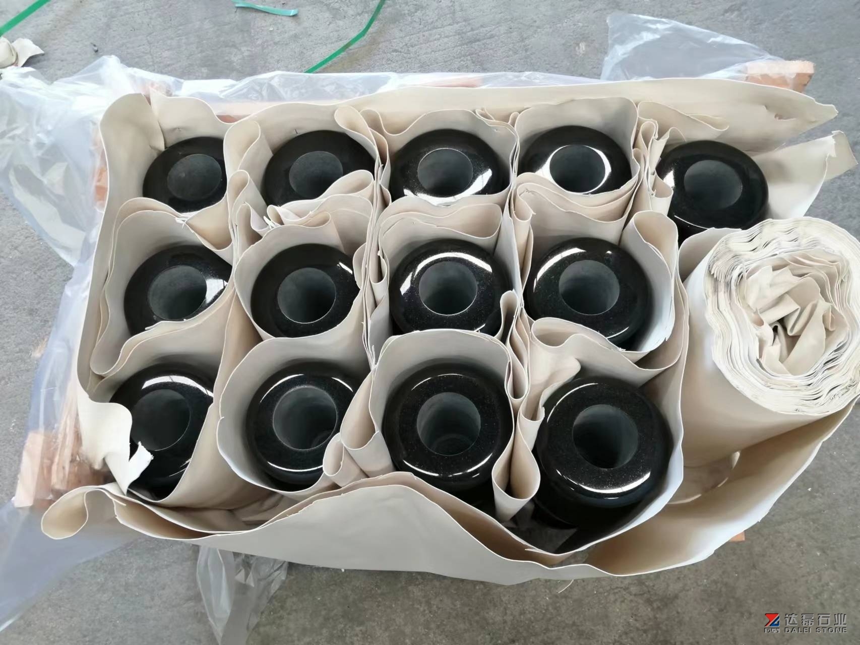 Pure Black Vase Cross Headstone Tombstone Monuments