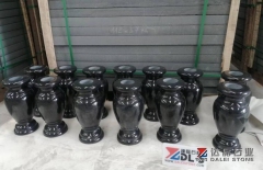 Pure Black Vase Cross Headstone Tombstone Monuments