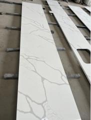 White Calacatta Quartz Kitchen Countertops With Sinks