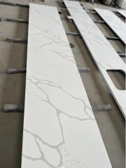 White Calacatta Quartz Kitchen Countertops With Sinks