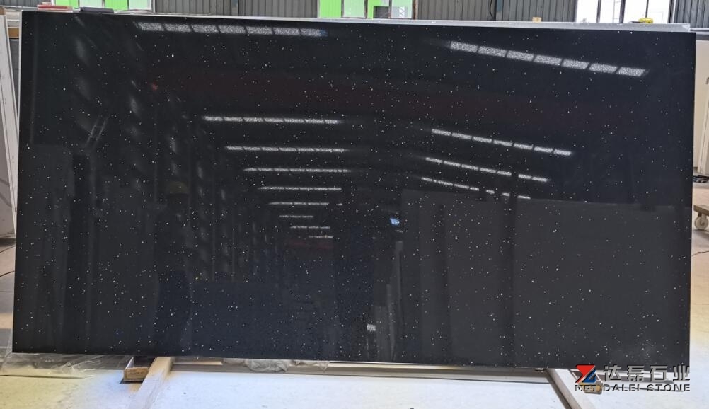 Crystal Black Quartz Sparkly Black Quartz Slabs