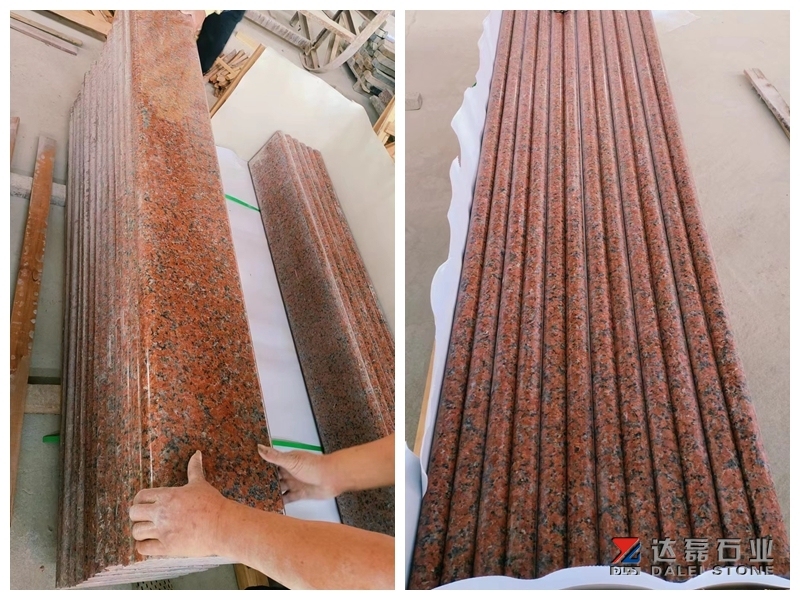 Red Porphyry tiles and steps Polish Finish