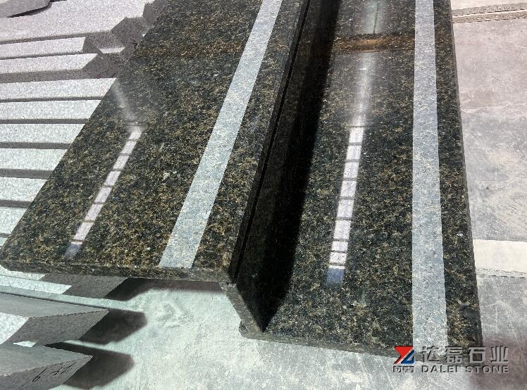 Verde Ubatuba Granite Steps Risers Polished Chamfer One Long