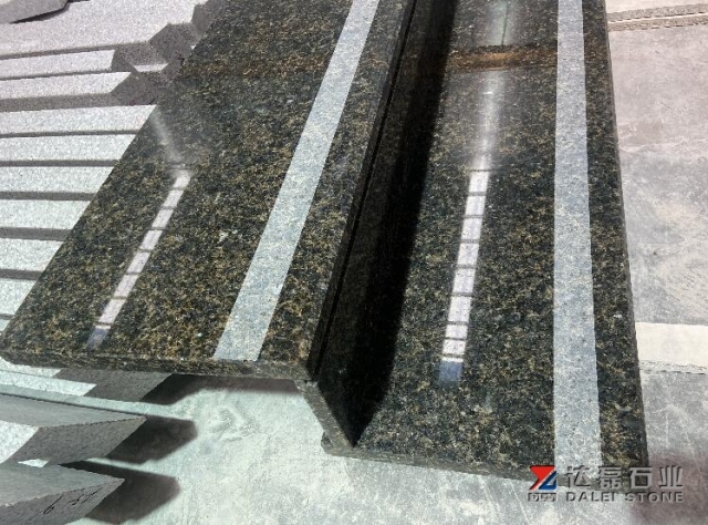 Verde Ubatuba Granite Steps Risers Polished Chamfer One Long