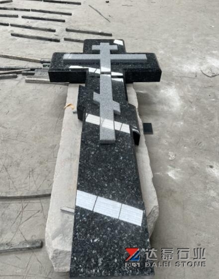 New G654 and Blue Pearl Custom Made Monuments Custom Cut Headstone