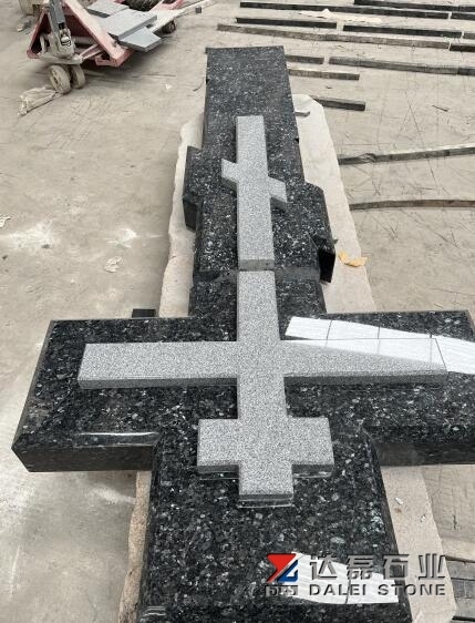 New G654 and Blue Pearl Custom Made Monuments Custom Cut Headstone