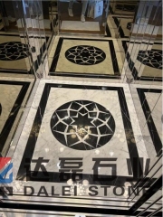 Carrara White and Nero Marquina Waterjet Design For Lift Floor
