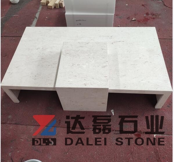 Beige Travertine Coffee Table Desk Polished