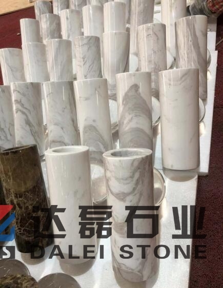 Calacatta White and Dark Emperador Marble Flower Vase