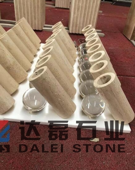 Beige Travetine Flower Vase Funiture Stone
