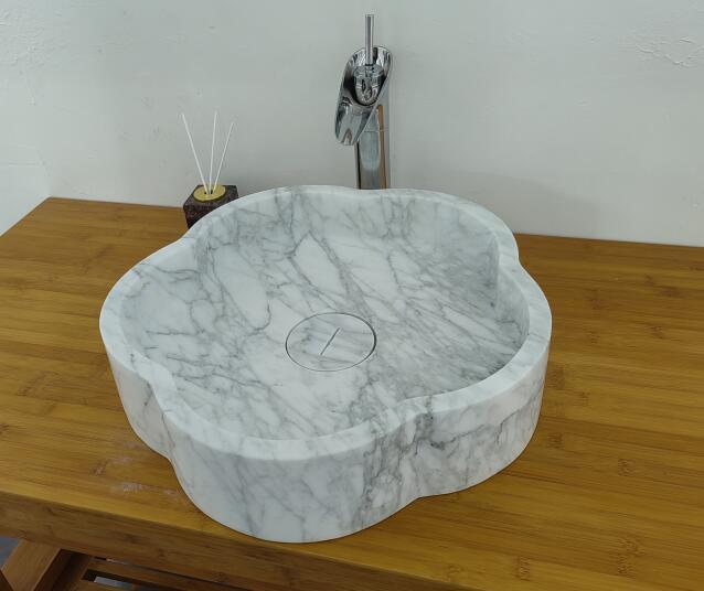 Carrara White Marble Basins Wholesale Flower Design
