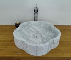 Carrara White Marble Basins Wholesale Flower Design