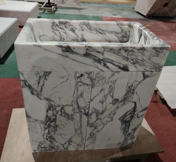 White Arabescato Marble Sinkcs Marble Stand