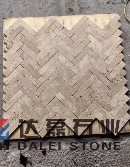 Kitchen wall Tiles Beige Travertine Cross Cutting Tumble Finish
