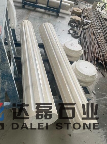 Euro Beige Limestone Columns Full Round Column Base
