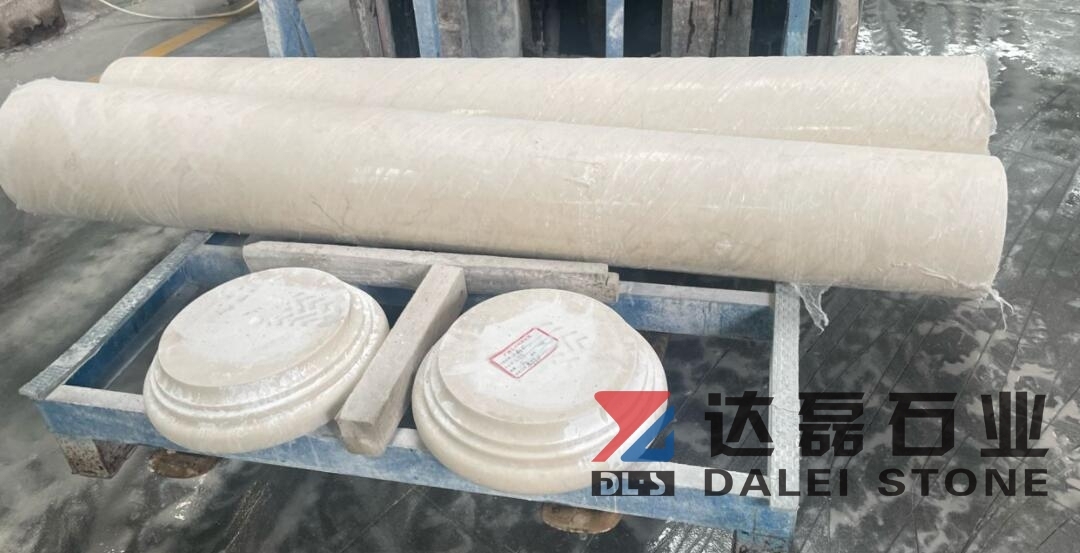 Euro Beige Limestone Columns Full Round Column Base