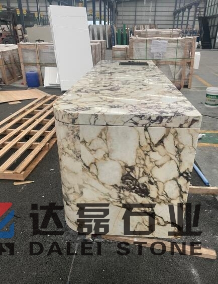 Calacatta Viola Island Counter Tops With Cabinet Cover With Marble