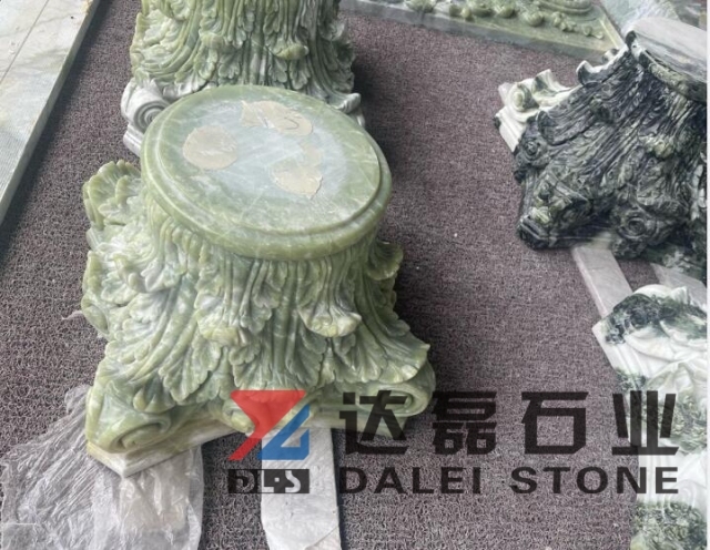 Green Jade Marble Caving For Corinthian Columns Top 240524003