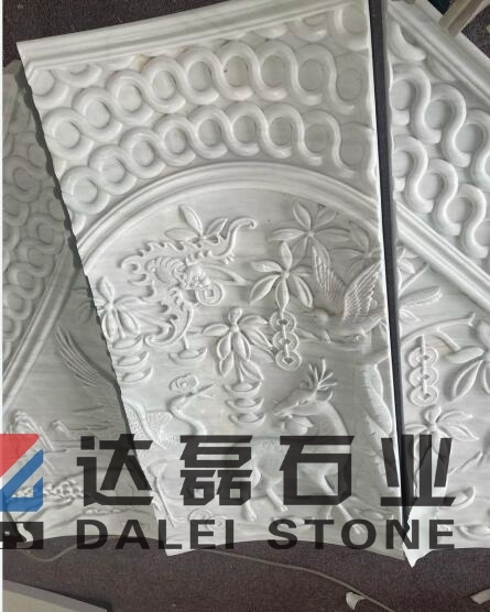White Marble Special Art Design Cut By 5 Axie CNC For Wall Decoration