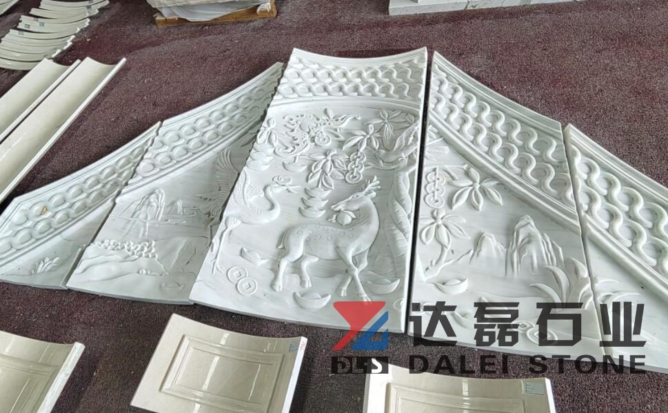 White Marble Special Art Design Cut By 5 Axie CNC For Wall Decoration