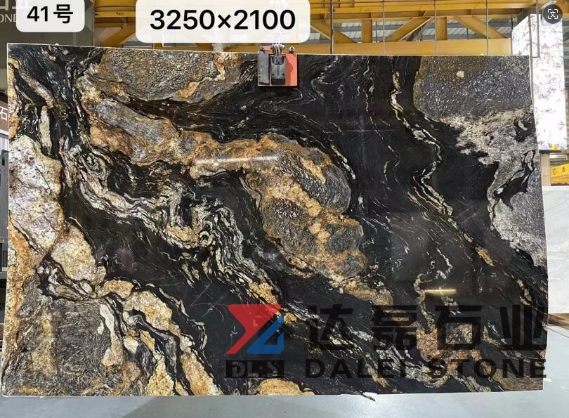 Golden Silk Black Goden and White Color Marble Big Slabs