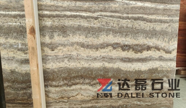 Iran Grey Travertine Big Slabs Selling From Dalei Stone Intsocking Yard