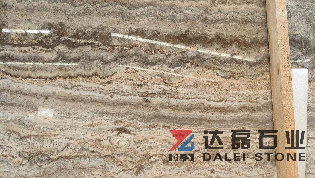 Iran Grey Travertine Big Slabs Selling From Dalei Stone Intsocking Yard