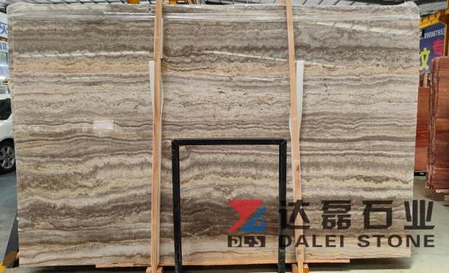 Iran Grey Travertine Big Slabs Selling From Dalei Stone Intsocking Yard