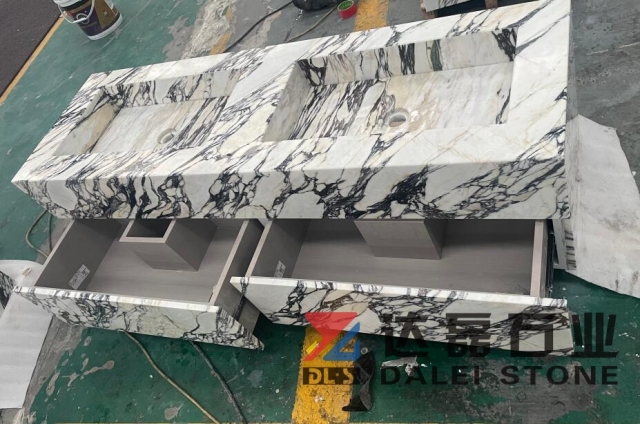 Calacatta Viola Marble Vanity Top Combine With Wooden Cabinet Cover Marble