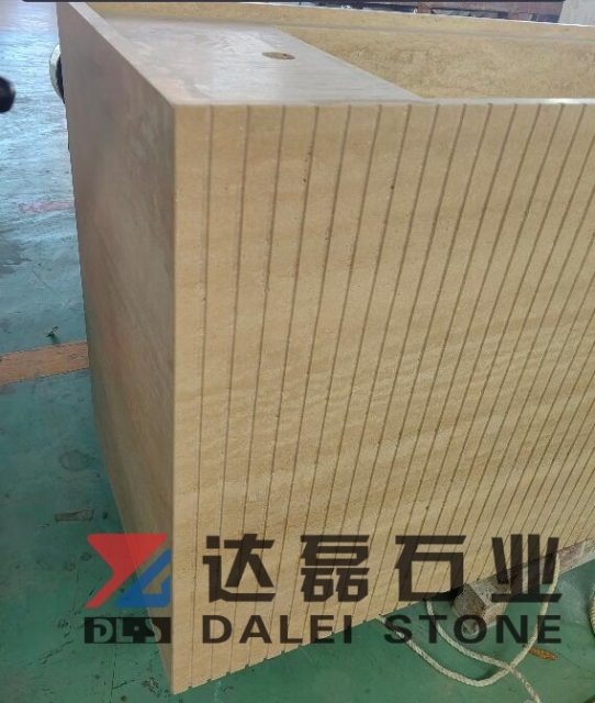 Beige Travertine Vanity Tops Combine With Wooden Marble Cover With Marble