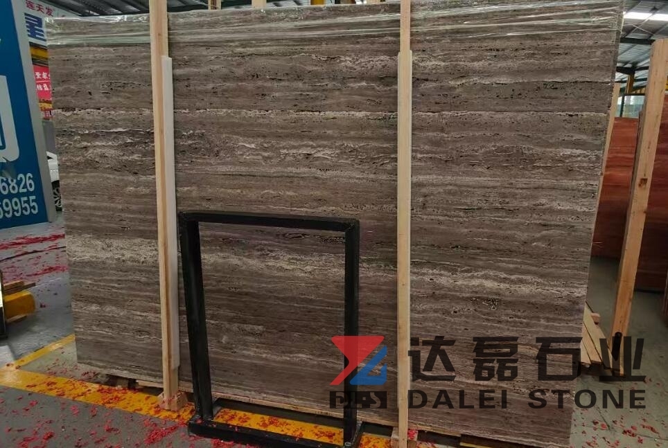 Iran Grey Travetine Honed Finish Slabs and Tiles