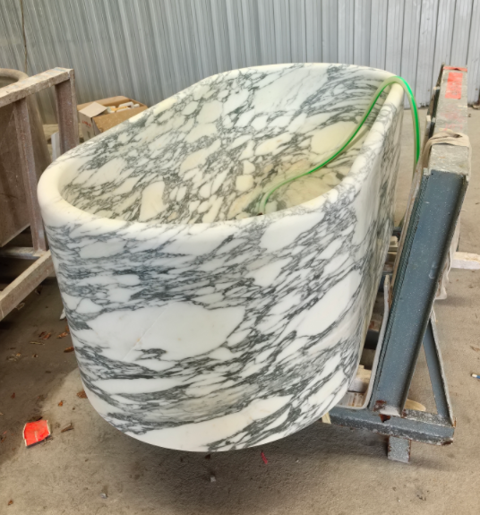 Italy Arabescato White Marble Bathtub