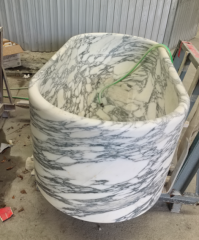Italy Arabescato White Marble Bathtub