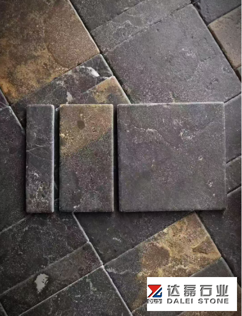 Grey Black Golden Color Limestone Leather and Tumble Finish Floor Tiles