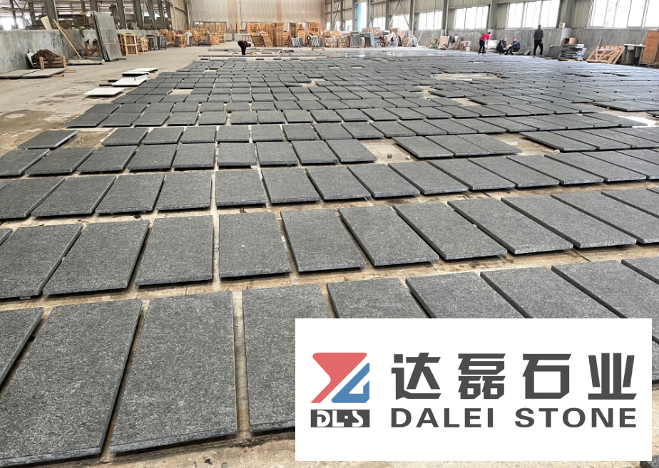 Angla Black Flamed Brush Paving Stones Tiles