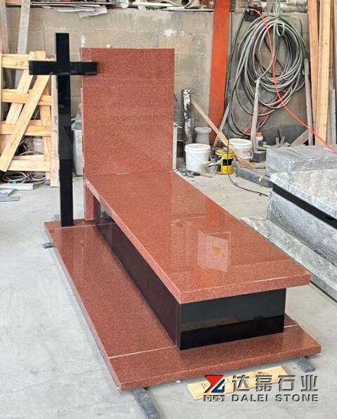 Karcci Red Granite Tombstone Indian Black Cross