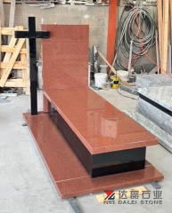 Karcci Red Granite Tombstone Indian Black Cross