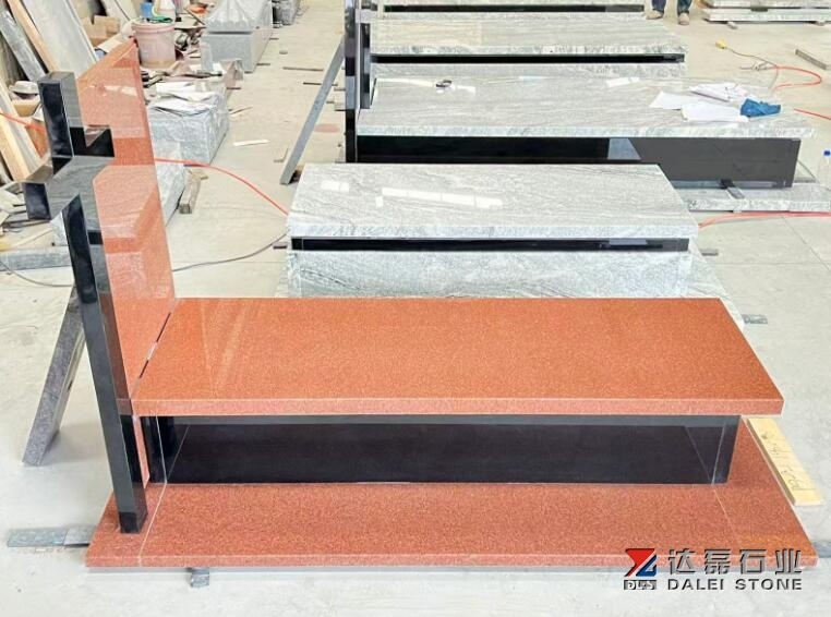 Karcci Red Granite Tombstone Indian Black Cross