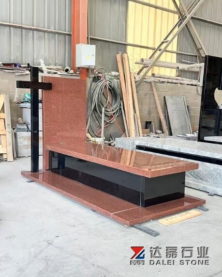 Karcci Red Granite Tombstone Indian Black Cross