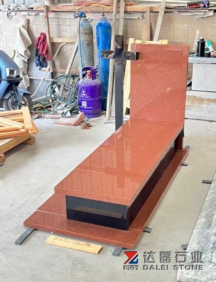 Karcci Red Granite Tombstone Indian Black Cross