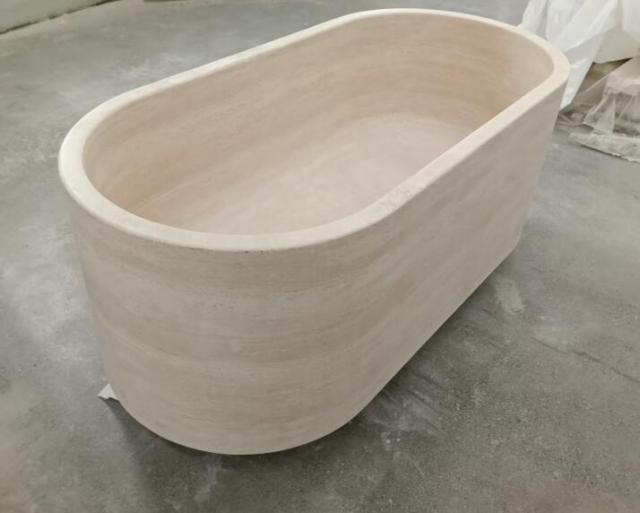 Beige Travertine Bathtub Factory Cut Wholesale