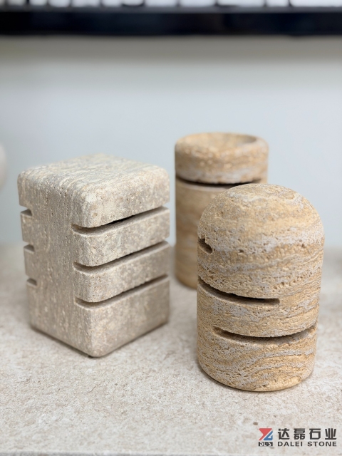 Natural Beige Travertine Table Lamp Modern Home Decor