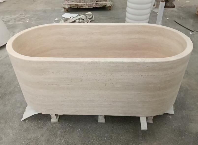 Beige Travertine Bathtub Factory Cut Wholesale