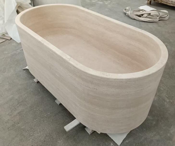 Beige Travertine Bathtub Factory Cut Wholesale