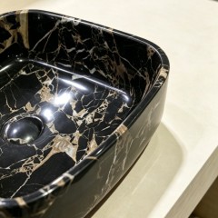 Portoro Extra Marble Rounded Rectangular Wash Basin