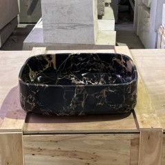 Portoro Extra Marble Rounded Rectangular Wash Basin