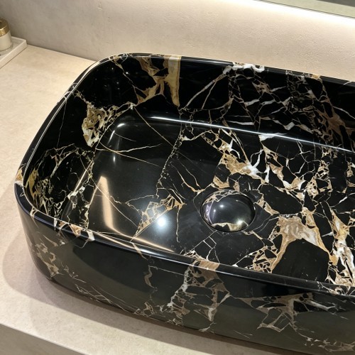 Portoro Extra Marble Rounded Rectangular Wash Basin